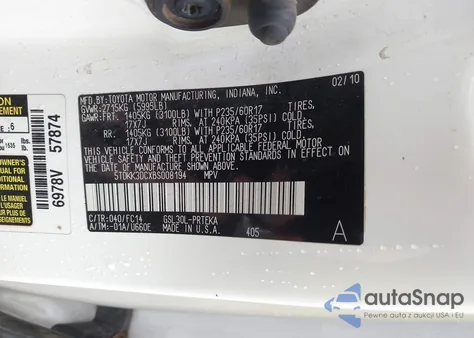 2011 Toyota Sienna Le V6 z USA, uszkodzony, nr VIN 5TDKK3DCXBS008194